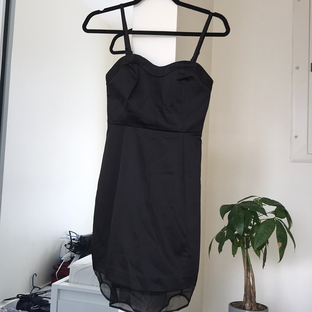 Black satin cocktail dress